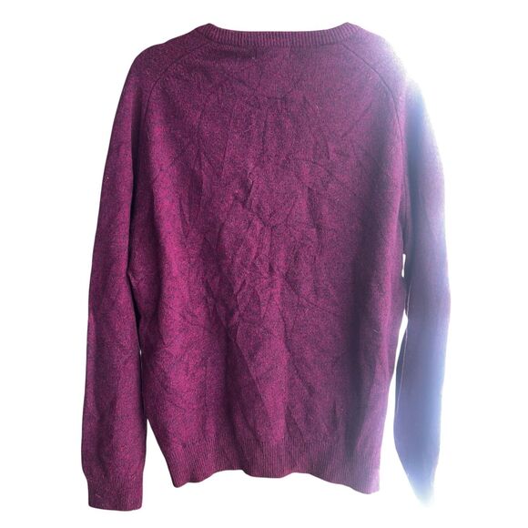Vintage LL Bean Men Sweater M 100% Lambswool Wool V Neck Maroon Made In Scotland - Picture 3 of 7
